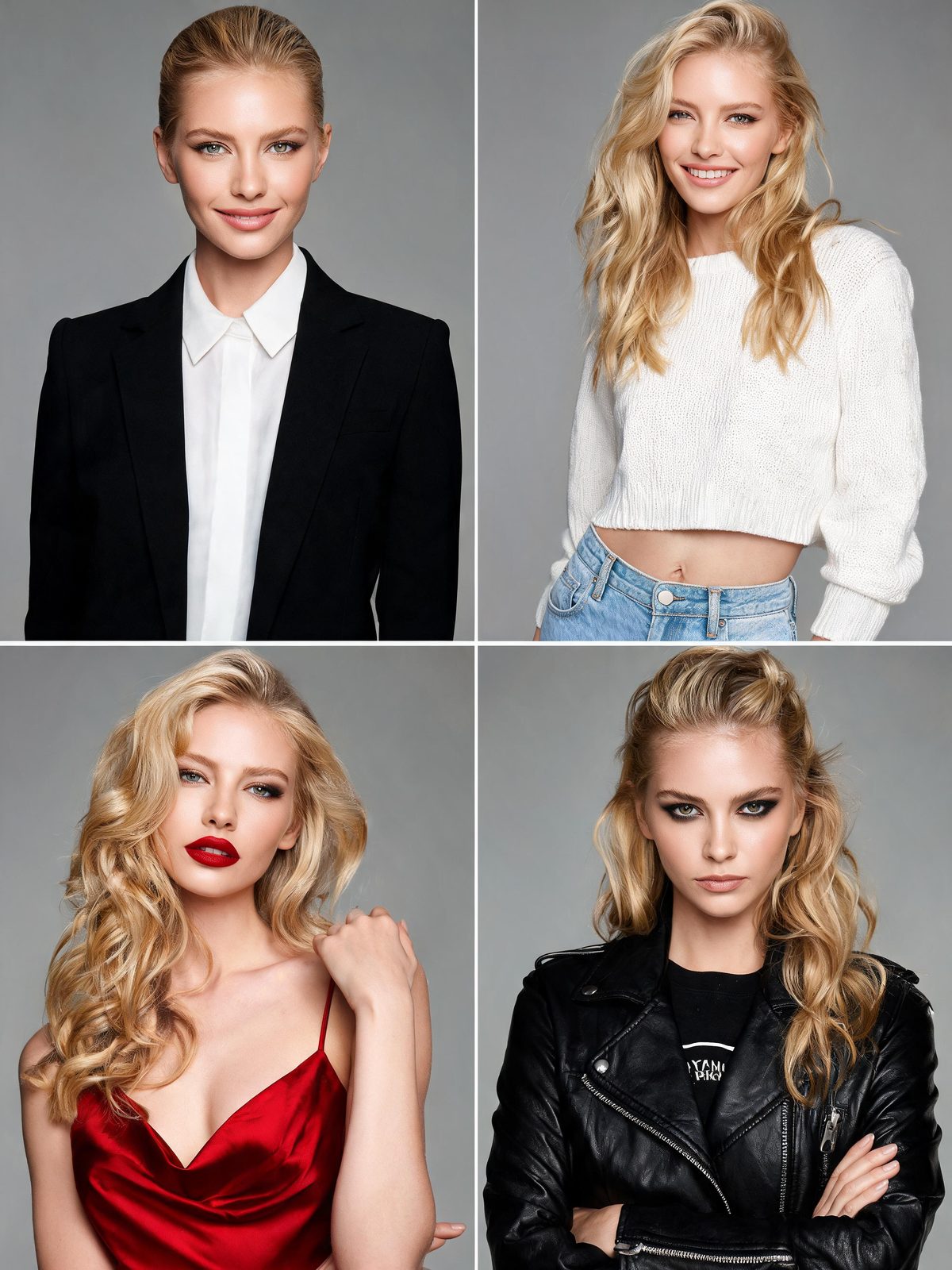 Sedcard-Beispiel mit verschiedenen Looks